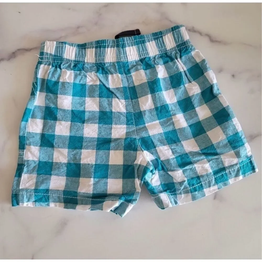 Carters 24 month bright blue plaid checkered shorts boys gingham cotton
